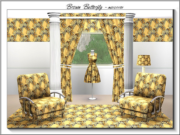 Sims 3 — Brown Butterfly_marcorse by marcorse — Themed pattern: stylised brown butterflies in a diagonal design