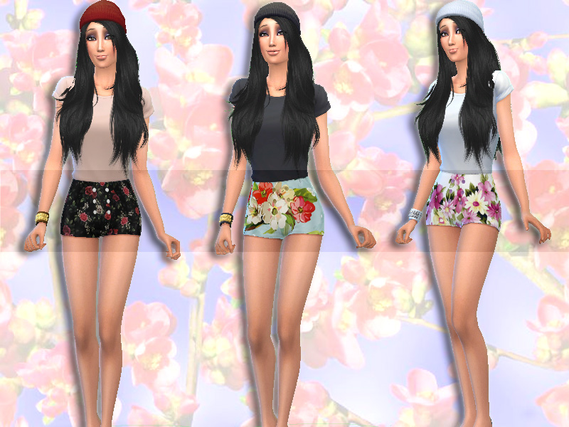 The Sims Resource - RomboMomo's Floral Pattern Set Bottom (Female: Teen ...