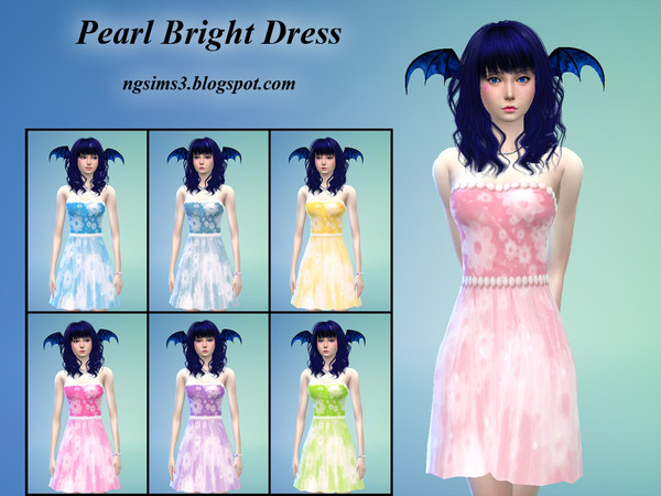 Sims 4 — Pearl Bright Dress by ngsims32 — Pearl Bright Dress by NG Sims 3 I created in Sims 4 Studio and Photoshop CS4.