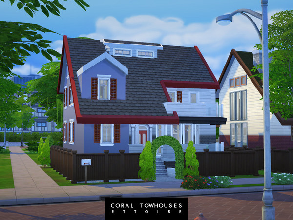 Sims 4 — Coral Townhouses - Traditional by Ettoire — Compact and traditional-styled house for your sim families! It has