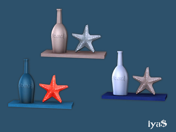Sims 4 — Decorative Shelf by soloriya — Small shelf with vacation souvenirs, comes in two styles: one with a bottle and