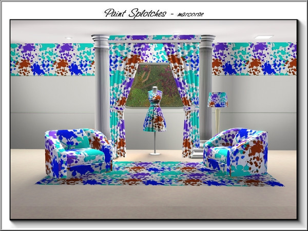 Sims 3 — Paint Splotches_marcorse by marcorse — Abstract pattern paint spills in various colours.on white