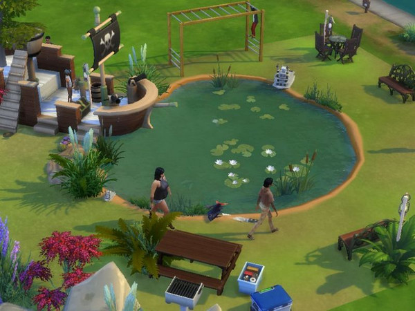Sims 4 — Pirate Park - a Pocket Play Park by LaReineDubois — Pirate Park, a Pocket Park with hidden Treasure Cave Each
