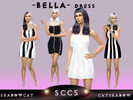 Sims 4 — Bella Dress by Shadowcat_Catshadow — light Summer dress in stylish Black and white fabrics. more color options