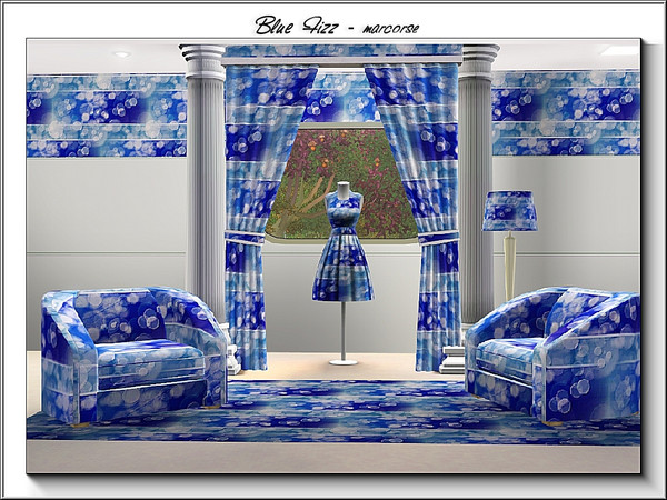 Sims 3 — Blue Fizz_marcorse by marcorse — Abstract pattern - fizzy bubbles in blue and white.