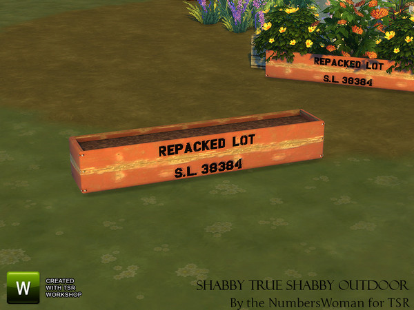 Sims 4 — Shabby Chic Living True Shabby Outdoor Long Planter by TheNumbersWoman — True Shabby for your outdoor area. USE