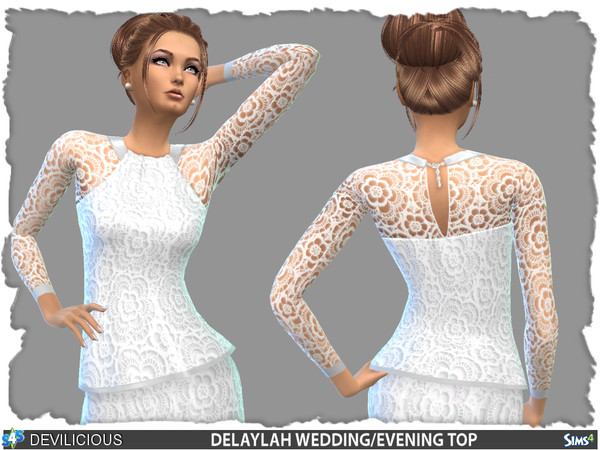 Sims 4 — Delaylah Top by Devilicious — The Delaylah top is an elegant top with crochet overlay and crochet transparent