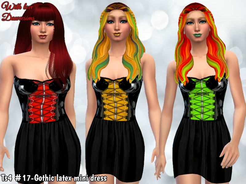 Sims 4 The Sims Resource | Ts4 #17-Gothic latex mini dress by TSR Creator