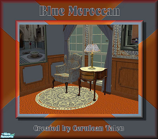 Sims 2 — Blue Morocco - Round Rug by Cerulean Talon — Drama and pure elegance are encapsulated in this beautiful hand