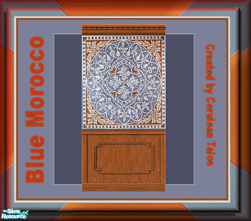 Sims 2 — Blue Morocco Polished Marble - Wall by Cerulean Talon — Drama and pure elegance are encapsulated in this mosaic