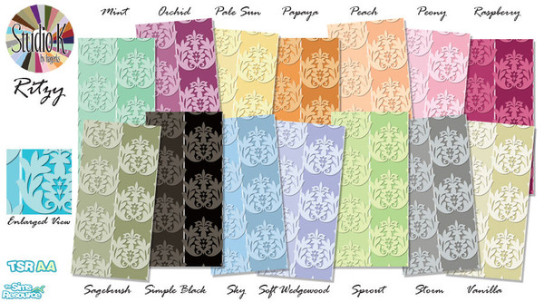 Sims 2 — Studio K Ritzy 02 by StudioKhagerks — 15-28 of 28 colors. Can be found under Wallpapers. Coordinates with Studio