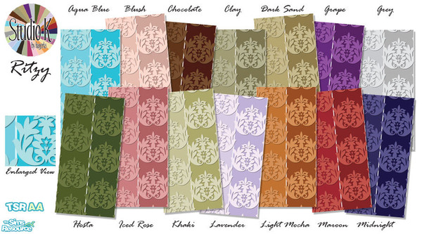 Sims 2 — Studio K Ritzy 01 by StudioKhagerks — 1-14 of 28 colors. Can be found under Wallpapers. Coordinates with Studio