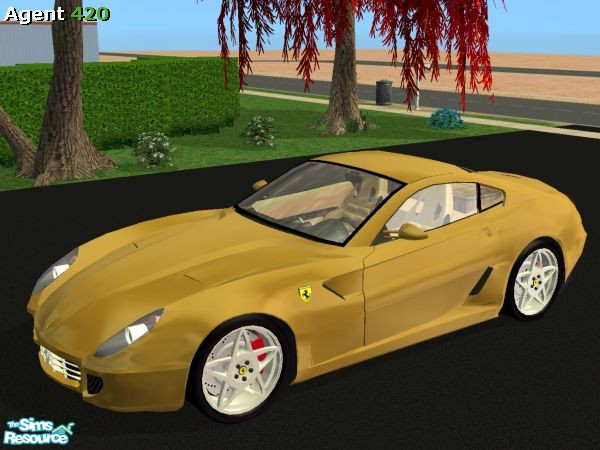 Sims 2 — Metallic Golden Yellow Ferrari 599 GTB by Agent420 — A Sweet new Metallic Golden Yellow Ferrari 599 GTB. MESH by