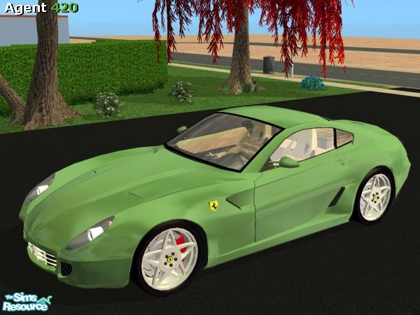Sims 2 — Metallic Cool New Green Ferrari 599 GTB by Agent420 — A Sweet Metallic Cool New Green Ferrari 599 GTB. MESH by