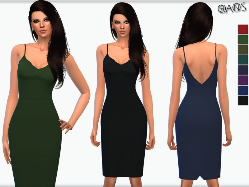 The Sims Resource - Cami Strap Slinky Dress