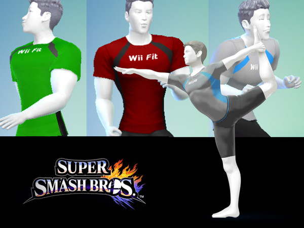 Sims 4 — Male Wii Fit Trainer T-Shirt by shunchain2 — Wii fit Trainer 5 colors