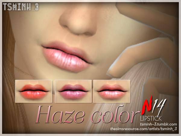 Sims 4 — Haze Color Lipstick by TsminhSims — LIPSTICK.N14 - Ten colors - Custom thumbnails - Custom swatches thumbnails -