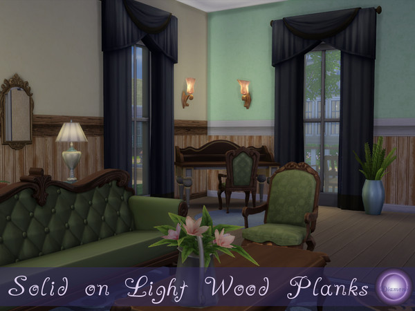 Sims 4 — Solid on Light Wood Planks by D2Diamond — Solid colored walls on wood plank paneling. Comes with seven solid
