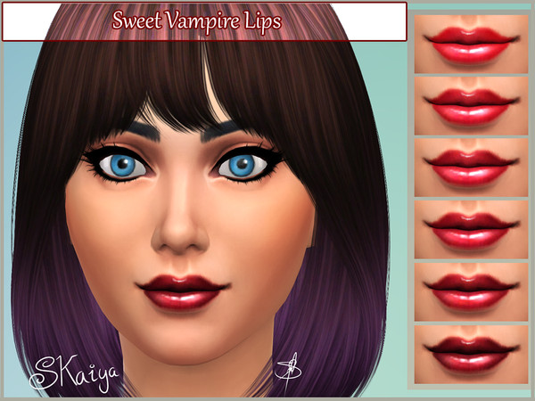 Sims 4 — Sweet Vampire Lips by Skaiya — Sweet Vampire Lips Basic red lips for your sims! - Comes with six colours. -