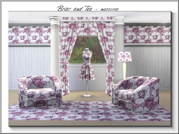 Sims 3 — Briar and Tea_marcorse by marcorse — Fabric pattern: two rose varieties - wild briar and hybrid tea - in shades