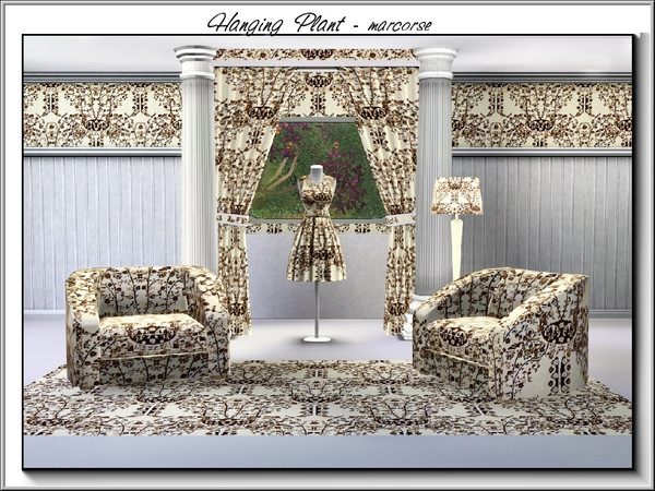 Sims 3 — Hanging Plant_marcorse by marcorse — Abstract pattern stylised hanging plant in earth tones 