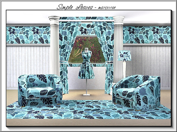 Sims 3 — Simple Leaves_marcorse by marcorse — Themed pattern: simple leaf varieties in purple and aqua.
