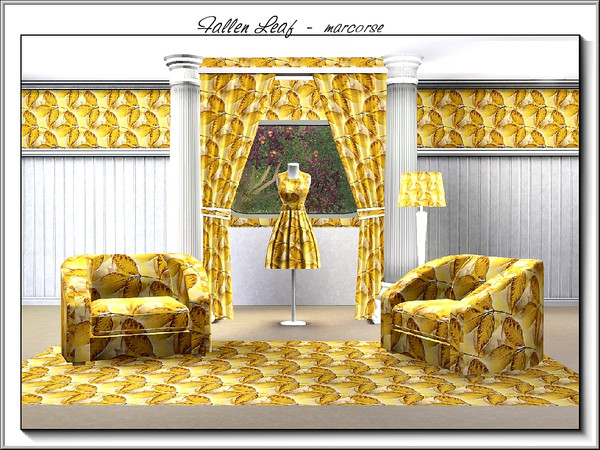 Sims 3 — Fallen Leaf_marcorse by marcorse — Themed pattern - single Autumn leaf in a regular repeat design.