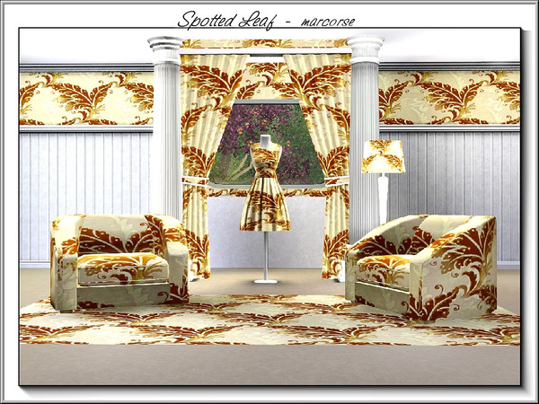 Sims 3 — Spotted Leaf_marcorse by marcorse — Fabric pattern: spotty leaves in brown and yellow
