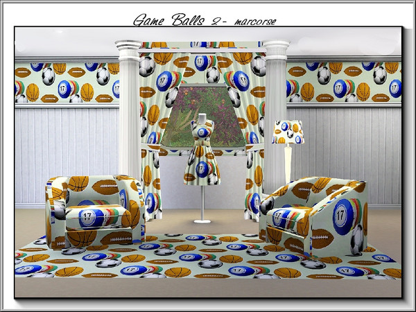 Sims 3 — Game Balls 2_marcorse by marcorse — Themed pattern - game balls for various sporting activities.