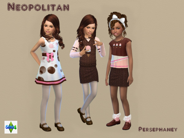 Sims 4 — Neopolitan Set by Persephaney — A small mix and match set with ice cream motifs and a brown, pink, and