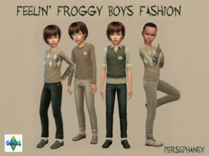 Sims 4 — Feelin' Froggy Boy's Fashion Set by Persephaney — A mix and match fashion set for male children featuring an