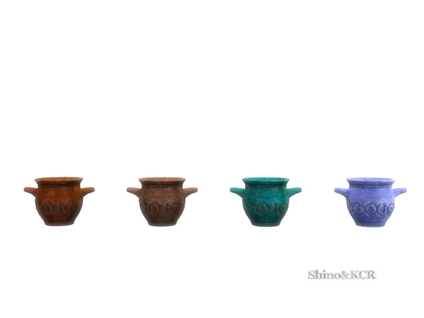Sims 4 — Cast Iron - Pot with Handles by ShinoKCR — large Ceramicpot with Handles and carved Ornaments