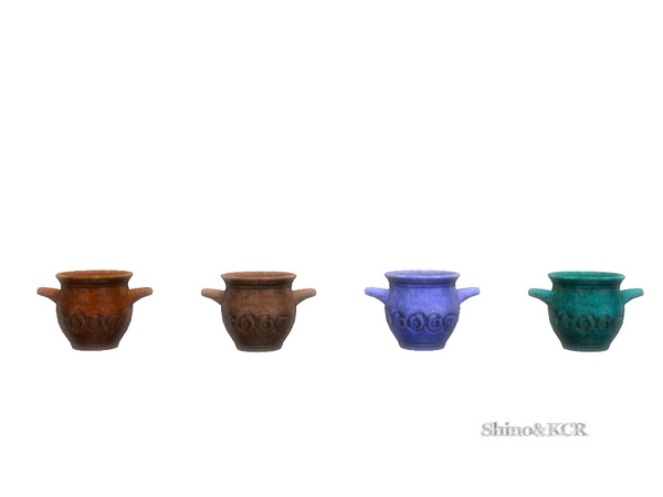 Sims 4 — Cast Iron - Pot with Handles small by ShinoKCR — smaller Pot with handles, carved Ornaments, empty
