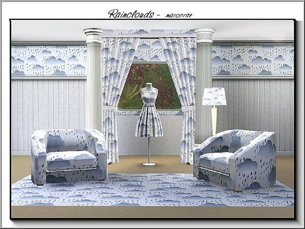 Sims 3 — Rainclouds_marcorse by marcorse — Themed pattern: thunderheads and falling rain in a random repeat