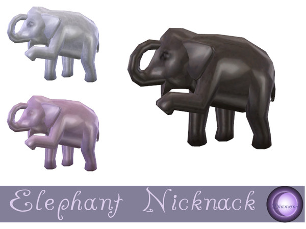 Sims 4 — Elephant Sculpture by D2Diamond — Small elephant statue comes in gray for any occasion, white for parties, and