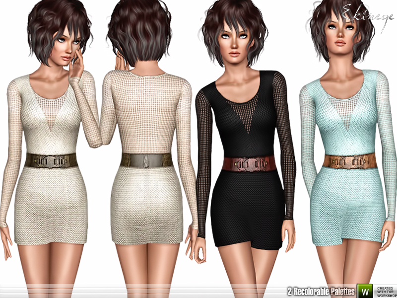 The Sims Resource Belted Crochet Dress
