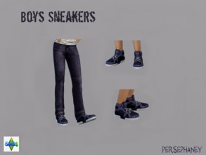 Sims 4 — Boys Sneakers by Persephaney — Boys sneakers recolored to match the Go Fish! top set.