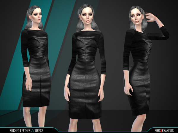 The Sims Resource - Ruched Leather Dresss
