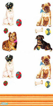 Sims 2 — dogs set - 8 by skinflin — cute cheap $2 walls of dogs in different patterns....
