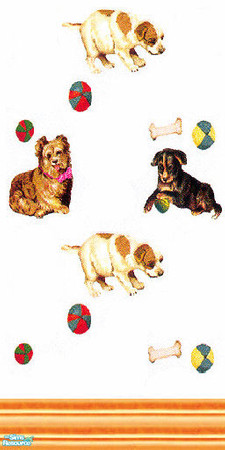 Sims 2 — dogs set - 5 by skinflin — cute cheap $2 walls of dogs in different patterns....