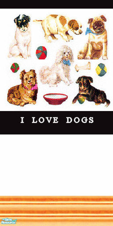 Sims 2 — i love dogs set - 2 by skinflin — white base wall with pics of dogs..yellow cream kick board..