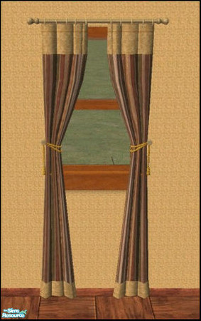 Sims 2 — TC42 Bear's Dining Room - Curtains by tlkaska — These green striped curtains with a floral border was designed
