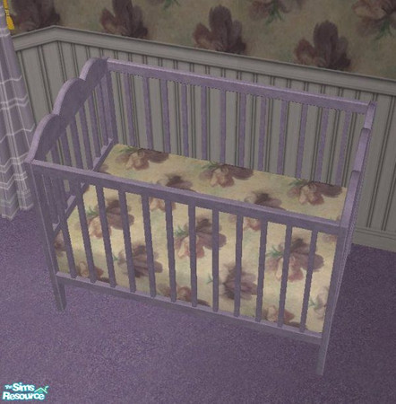 Sims 2 — D2DTC 38 - Crib Floral Fabric by D2Diamond — Recolor of the Hansen collection from Sims 2 Play. Purple wood,