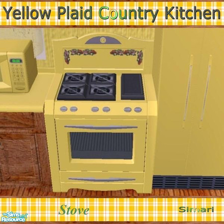 Sims 2 — Yellow Plaid Country Kitchen - Stove by simari — Yellow stove to match the yellow plaid country kitchen.