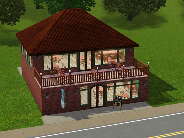 Sims 3 — Cool Beans Coffee House by MarsJenkar — Don't mess with java the hut! This coffee house was built on a small