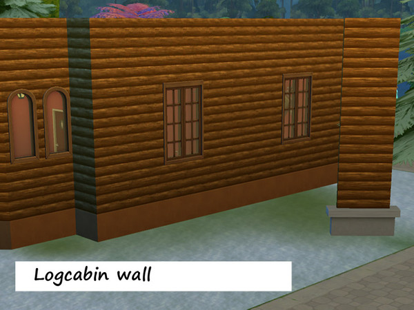 Sims 4 — Log-cabin wall by kinder10000 — log cabin style wall