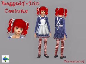 Sims 4 — Raggedy Ann Costume by Persephaney — A Raggedy Ann costume for female children! Set includes: Dress, tights and