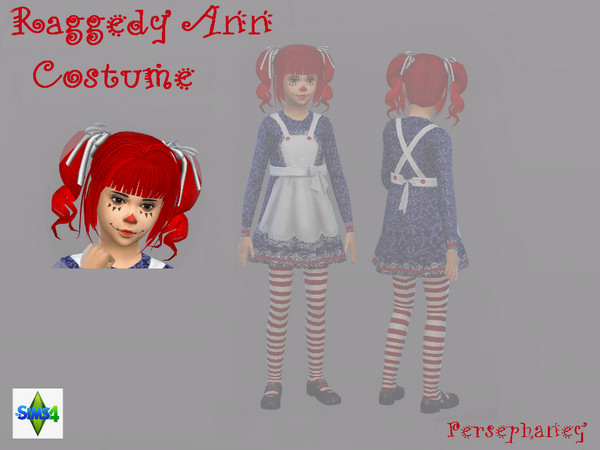 Sims 4 — Raggedy Ann Child Face Detail by Persephaney — Makeup for the Raggedy Ann costume located in face details.