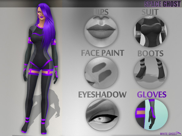 Sims 4 — [Gloves] - Space Ghost by WhiteGhost — ~Type of clothing: Jampsuit and costume. ~Color/s: Red Cian Yellow Violet