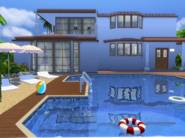 Sims 4 — Malibu Dream by Suzz86 — Malibu home featuring open living,kitchen and dining. 4 bedrooms, 2 bathrooms.